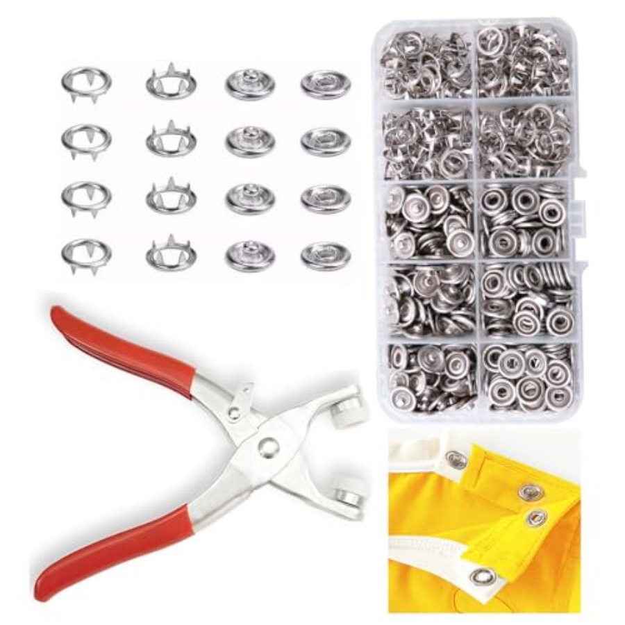 Snap Fastener Set - 100 Sets Metal Snaps Buttons with