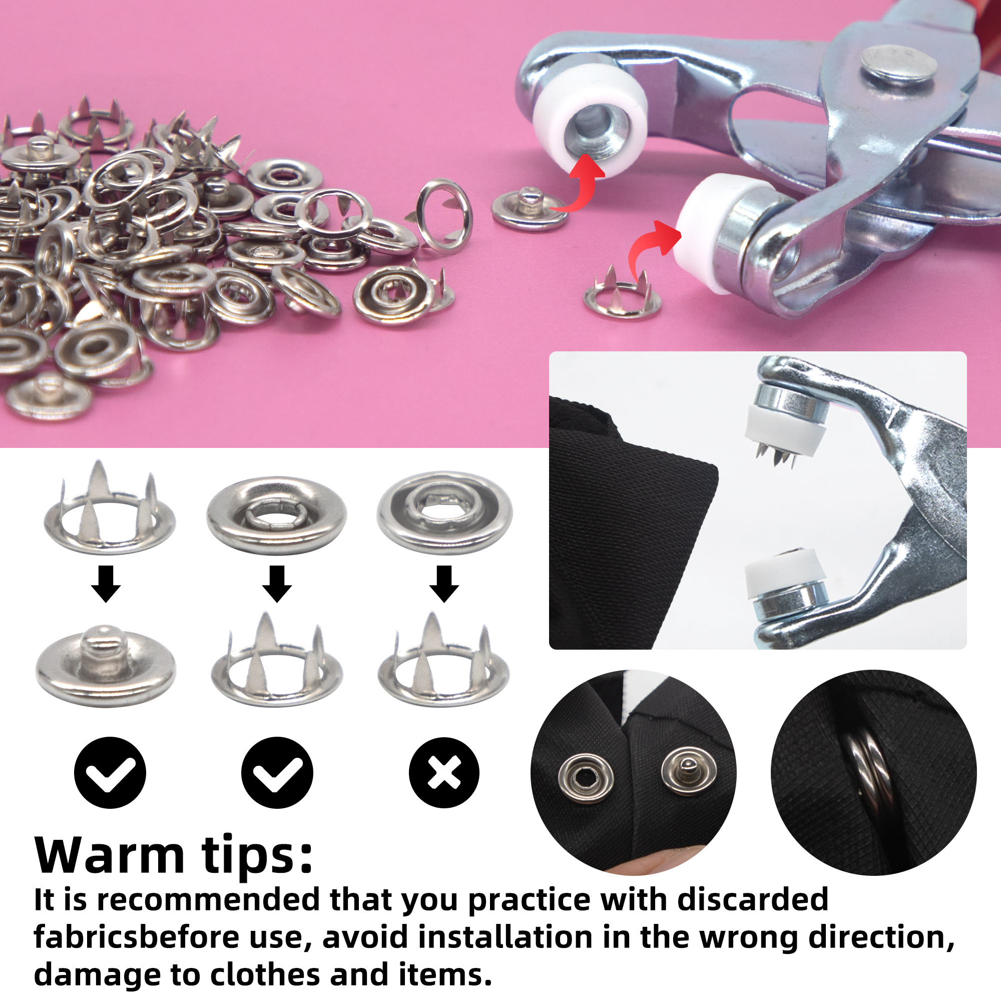 50 Sets Snap Fasteners Kit Too – Snap Fastener Set Bewertung und Preis
