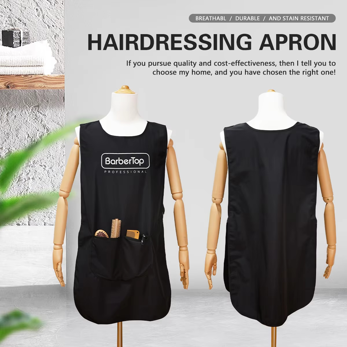 Barbertop Black Stylist Apron  – Hair Spray Color Bewertung und Preis